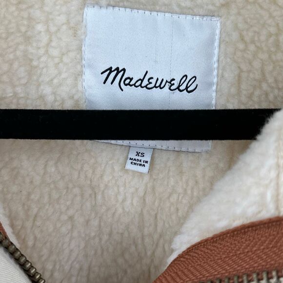 Madewell Natural Double Faced Sherpa Estate Snap Zip Long Sleeve Coat Size XS - Picture 3 of 10